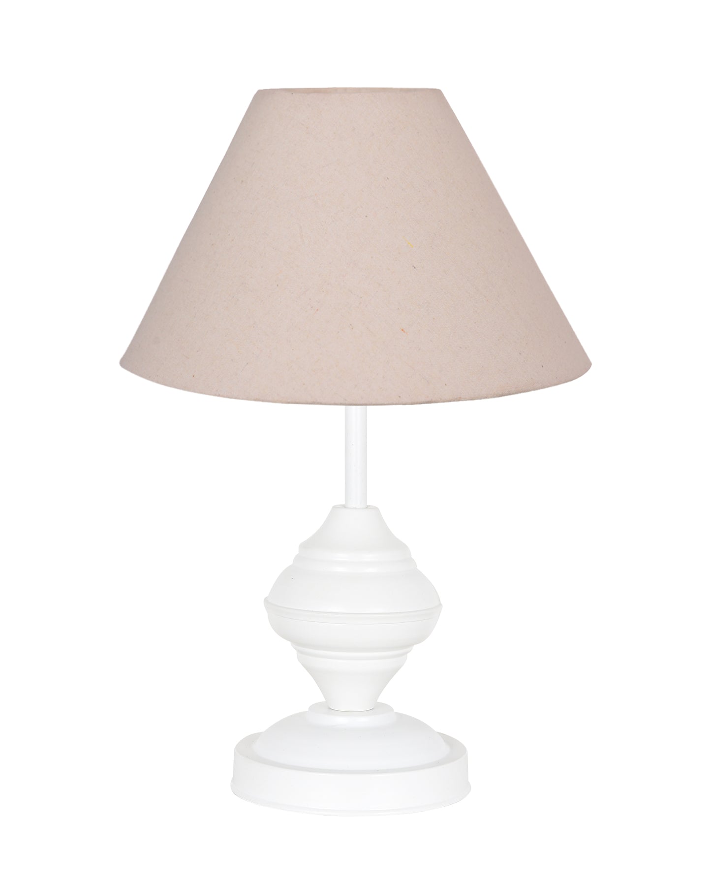 Farmhouse Matt Table Lamp for Bedroom, White Modern Bedside Lamps for Living Room, Rustic Table Light for Night Stands, Dorm, Office, Home Décor Fabric Shade, E27 holder, Urn, Iris Cone