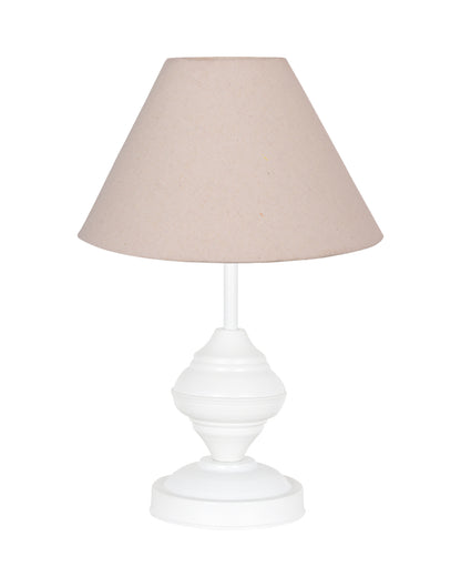 Farmhouse Matt Table Lamp for Bedroom, White Modern Bedside Lamps for Living Room, Rustic Table Light for Night Stands, Dorm, Office, Home Décor Fabric Shade, E27 holder, Urn, Iris Cone