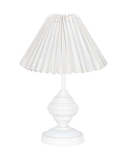 Farmhouse Matt Table Lamp for Bedroom, White Modern Bedside Lamps for Living Room, Rustic Table Light for Night Stands, Dorm, Office, Home Décor Fabric Shade, E27 holder, Urn, Iris Cone