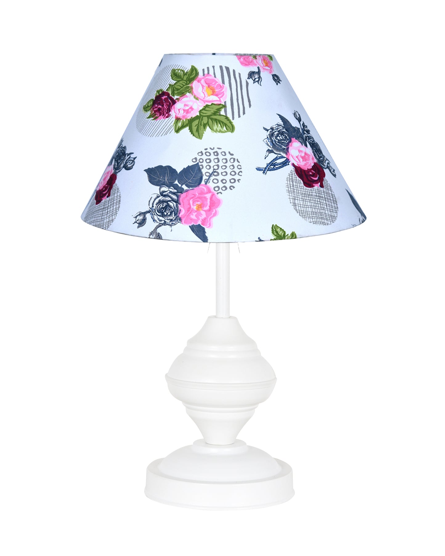 Farmhouse Matt Table Lamp for Bedroom, White Modern Bedside Lamps for Living Room, Rustic Table Light for Night Stands, Dorm, Office, Home Décor Fabric Shade, E27 holder, Urn, Iris Cone
