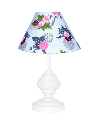 Farmhouse Matt Table Lamp for Bedroom, White Modern Bedside Lamps for Living Room, Rustic Table Light for Night Stands, Dorm, Office, Home Décor Fabric Shade, E27 holder, Urn, Iris Cone