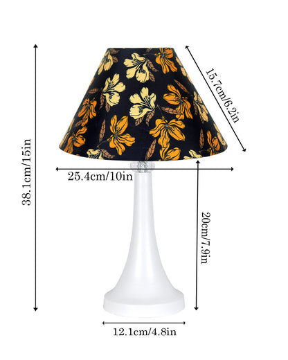 Farmhouse Matt Table Lamp for Bedroom, White Modern Bedside Lamps for Living Room, Rustic Table Light for Night Stands, Dorm, Office, Home Décor Fabric Shade, E27 holder, Cone, Iris Cone