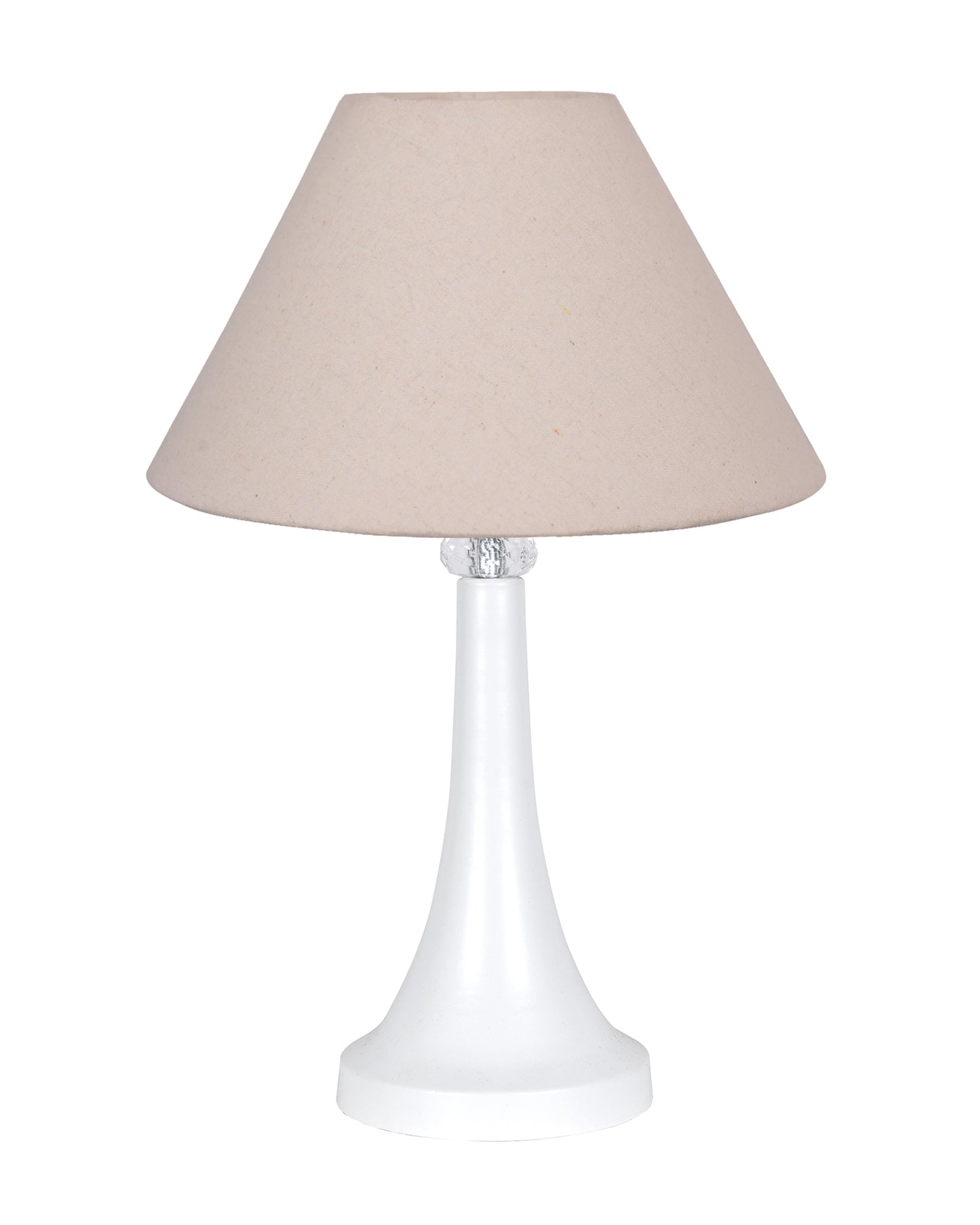 Farmhouse Matt Table Lamp for Bedroom, White Modern Bedside Lamps for Living Room, Rustic Table Light for Night Stands, Dorm, Office, Home Décor Fabric Shade, E27 holder, Cone, Iris Cone