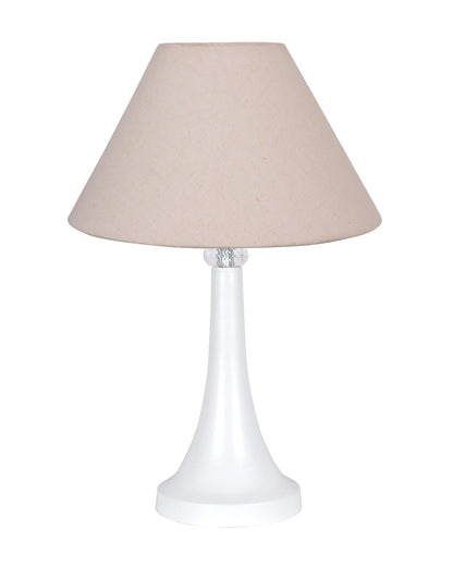 Farmhouse Matt Table Lamp for Bedroom, White Modern Bedside Lamps for Living Room, Rustic Table Light for Night Stands, Dorm, Office, Home Décor Fabric Shade, E27 holder, Cone, Iris Cone