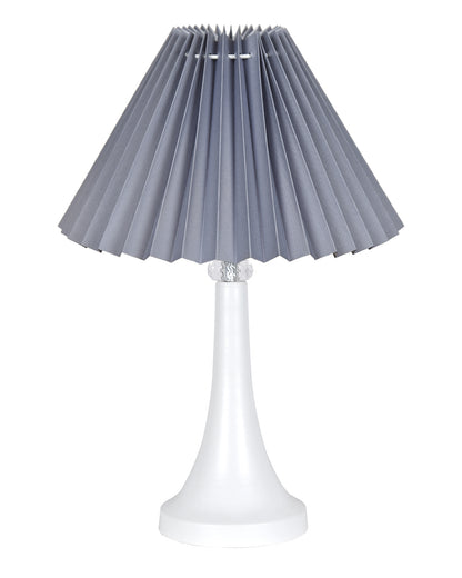 Farmhouse Matt Table Lamp for Bedroom, White Modern Bedside Lamps for Living Room, Rustic Table Light for Night Stands, Dorm, Office, Home Décor Fabric Shade, E27 holder, Cone, Iris Cone