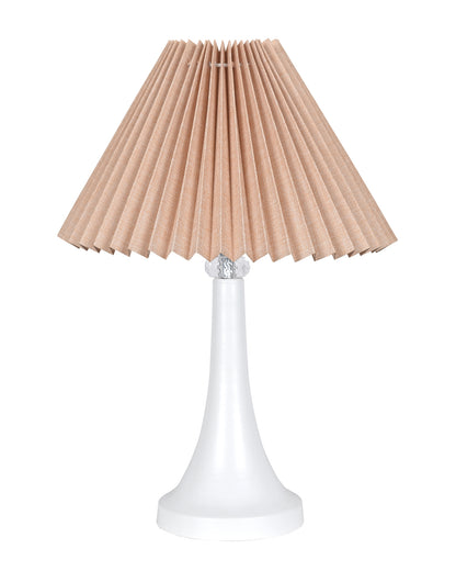 Farmhouse Matt Table Lamp for Bedroom, White Modern Bedside Lamps for Living Room, Rustic Table Light for Night Stands, Dorm, Office, Home Décor Fabric Shade, E27 holder, Cone, Iris Cone