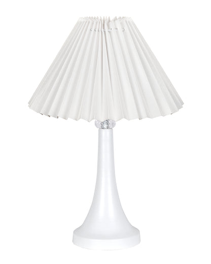 Farmhouse Matt Table Lamp for Bedroom, White Modern Bedside Lamps for Living Room, Rustic Table Light for Night Stands, Dorm, Office, Home Décor Fabric Shade, E27 holder, Cone, Iris Cone