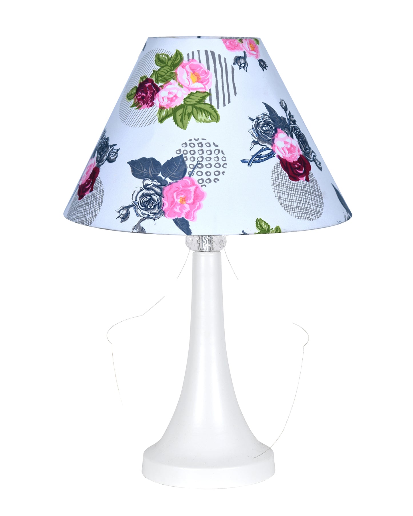 Farmhouse Matt Table Lamp for Bedroom, White Modern Bedside Lamps for Living Room, Rustic Table Light for Night Stands, Dorm, Office, Home Décor Fabric Shade, E27 holder, Cone, Iris Cone