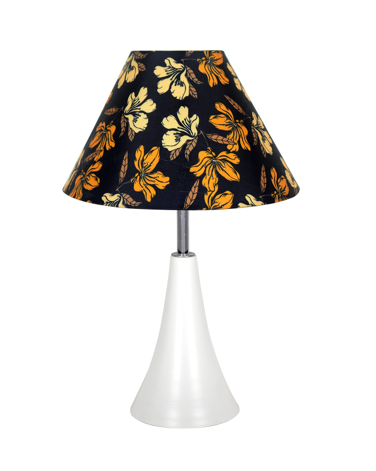 Farmhouse Matt Table Lamp for Bedroom, White Modern Bedside Lamps for Living Room, Rustic Table Light for Night Stands, Dorm, Office, Home Décor Fabric Shade, E27 holder, Inverto, Iris Cone