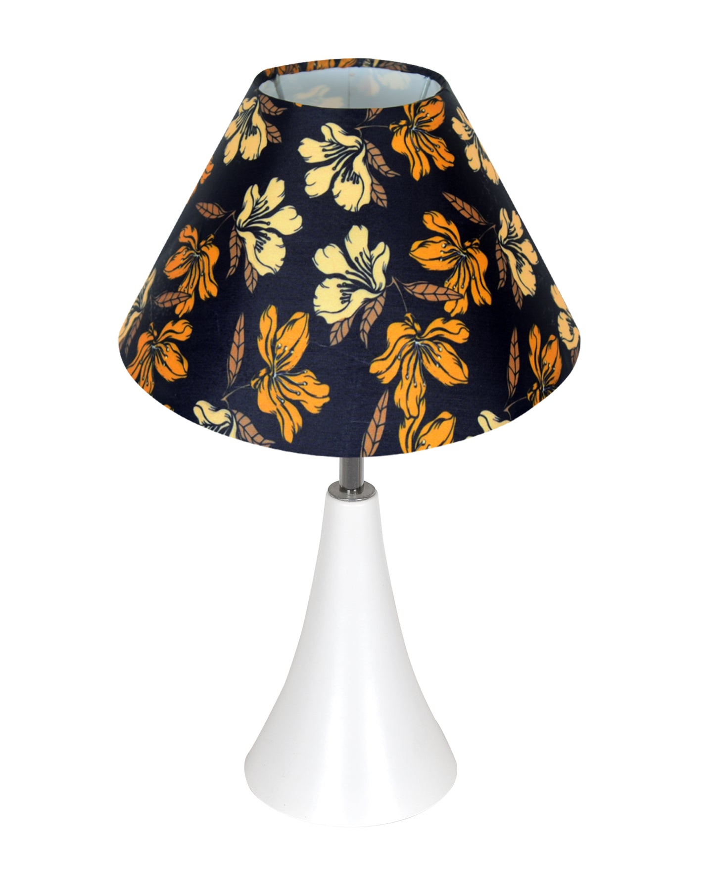 Farmhouse Matt Table Lamp for Bedroom, White Modern Bedside Lamps for Living Room, Rustic Table Light for Night Stands, Dorm, Office, Home Décor Fabric Shade, E27 holder, Inverto, Iris Cone