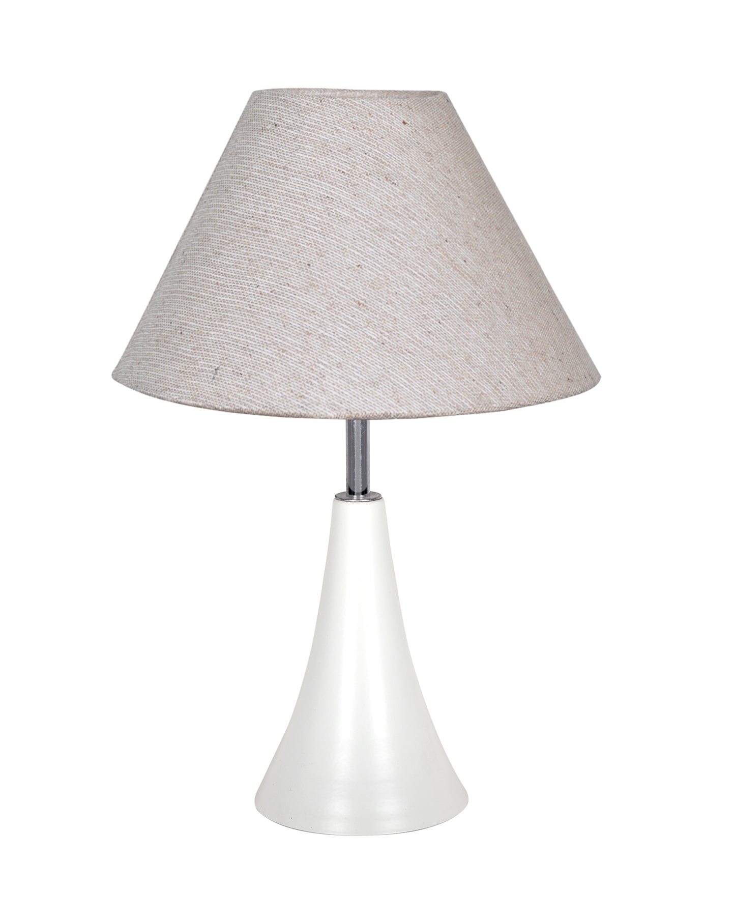 Farmhouse Matt Table Lamp for Bedroom, White Modern Bedside Lamps for Living Room, Rustic Table Light for Night Stands, Dorm, Office, Home Décor Fabric Shade, E27 holder, Inverto, Iris Cone