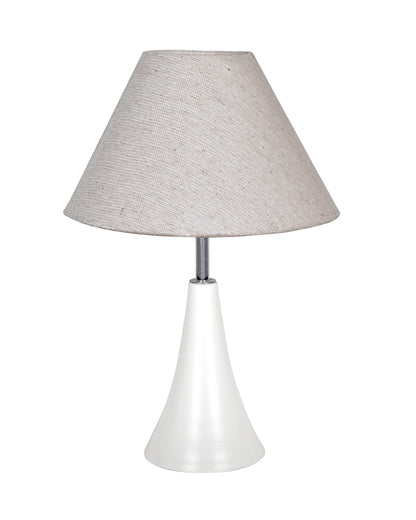 Farmhouse Matt Table Lamp for Bedroom, White Modern Bedside Lamps for Living Room, Rustic Table Light for Night Stands, Dorm, Office, Home Décor Fabric Shade, E27 holder, Inverto, Iris Cone