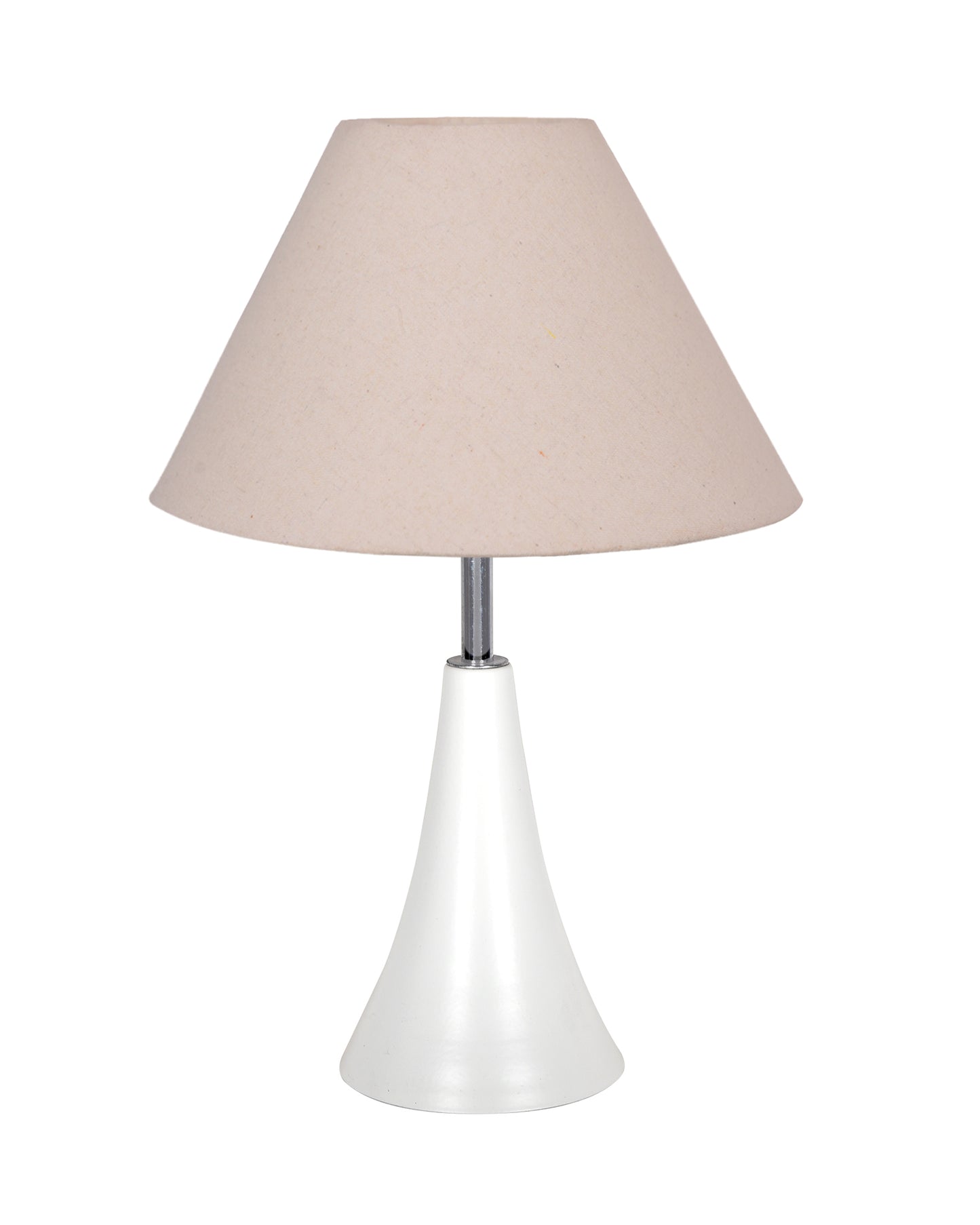 Farmhouse Matt Table Lamp for Bedroom, White Modern Bedside Lamps for Living Room, Rustic Table Light for Night Stands, Dorm, Office, Home Décor Fabric Shade, E27 holder, Inverto, Iris Cone