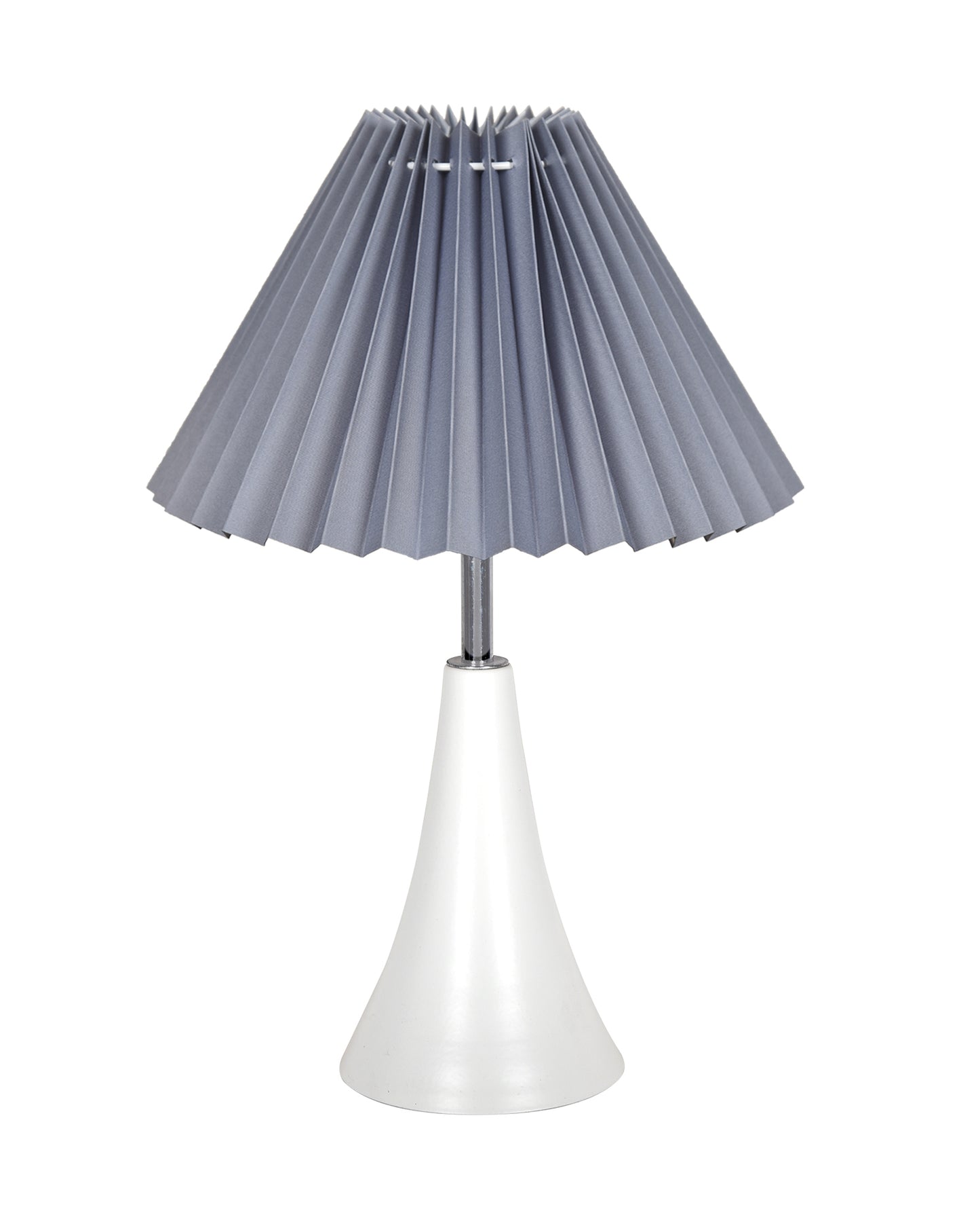 Farmhouse Matt Table Lamp for Bedroom, White Modern Bedside Lamps for Living Room, Rustic Table Light for Night Stands, Dorm, Office, Home Décor Fabric Shade, E27 holder, Inverto, Iris Cone