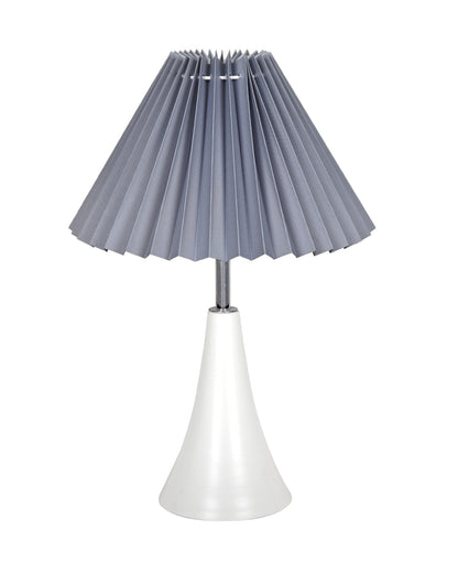 Farmhouse Matt Table Lamp for Bedroom, White Modern Bedside Lamps for Living Room, Rustic Table Light for Night Stands, Dorm, Office, Home Décor Fabric Shade, E27 holder, Inverto, Iris Cone
