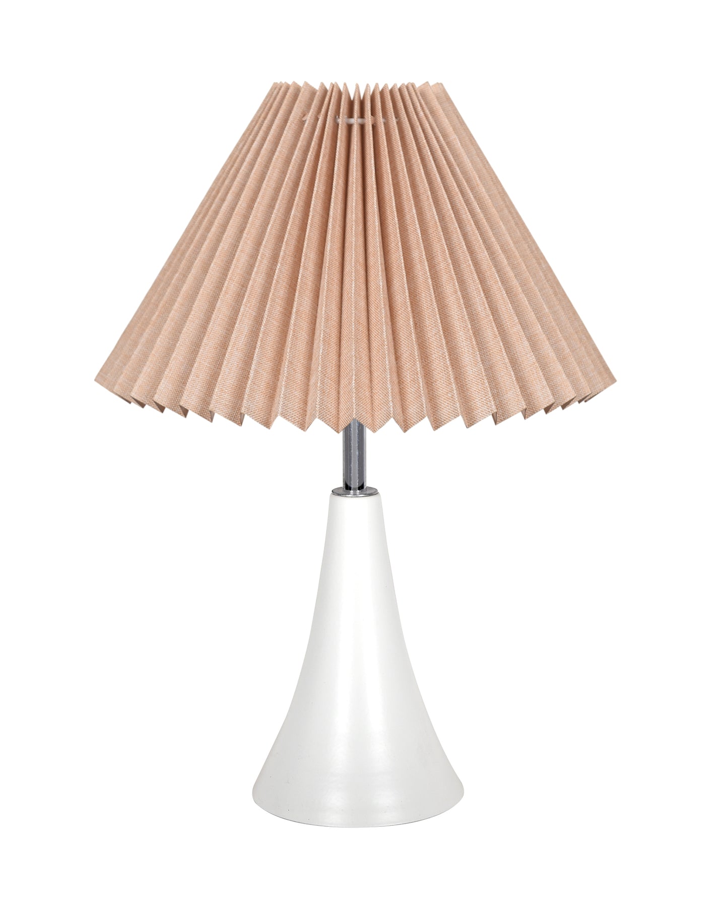 Farmhouse Matt Table Lamp for Bedroom, White Modern Bedside Lamps for Living Room, Rustic Table Light for Night Stands, Dorm, Office, Home Décor Fabric Shade, E27 holder, Inverto, Iris Cone