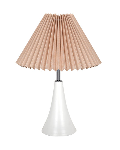 Farmhouse Matt Table Lamp for Bedroom, White Modern Bedside Lamps for Living Room, Rustic Table Light for Night Stands, Dorm, Office, Home Décor Fabric Shade, E27 holder, Inverto, Iris Cone