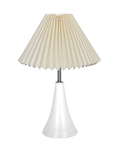 Farmhouse Matt Table Lamp for Bedroom, White Modern Bedside Lamps for Living Room, Rustic Table Light for Night Stands, Dorm, Office, Home Décor Fabric Shade, E27 holder, Inverto, Iris Cone