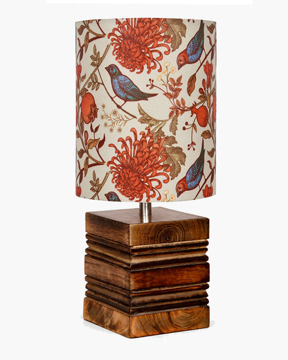 Modern Zen Wooden Lampshade Nightstand Lamps, Antique Base E27 Creative Reading Bedside Lamps Ideal for Bedroom, Cube, Bird Cylinder