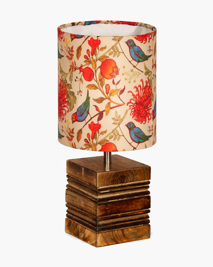 Modern Zen Wooden Lampshade Nightstand Lamps, Antique Base E27 Creative Reading Bedside Lamps Ideal for Bedroom, Cube, Bird Cylinder