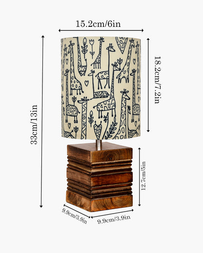 Modern Zen Wooden Lampshade Nightstand Lamps, Antique Base E27 Creative Reading Bedside Lamps Ideal for Bedroom, Cube, Bird Cylinder