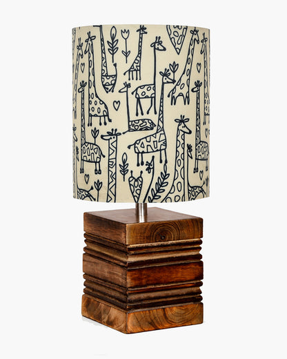 Modern Zen Wooden Lampshade Nightstand Lamps, Antique Base E27 Creative Reading Bedside Lamps Ideal for Bedroom, Cube, Bird Cylinder