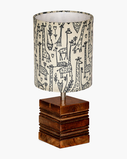 Modern Zen Wooden Lampshade Nightstand Lamps, Antique Base E27 Creative Reading Bedside Lamps Ideal for Bedroom, Cube, Bird Cylinder