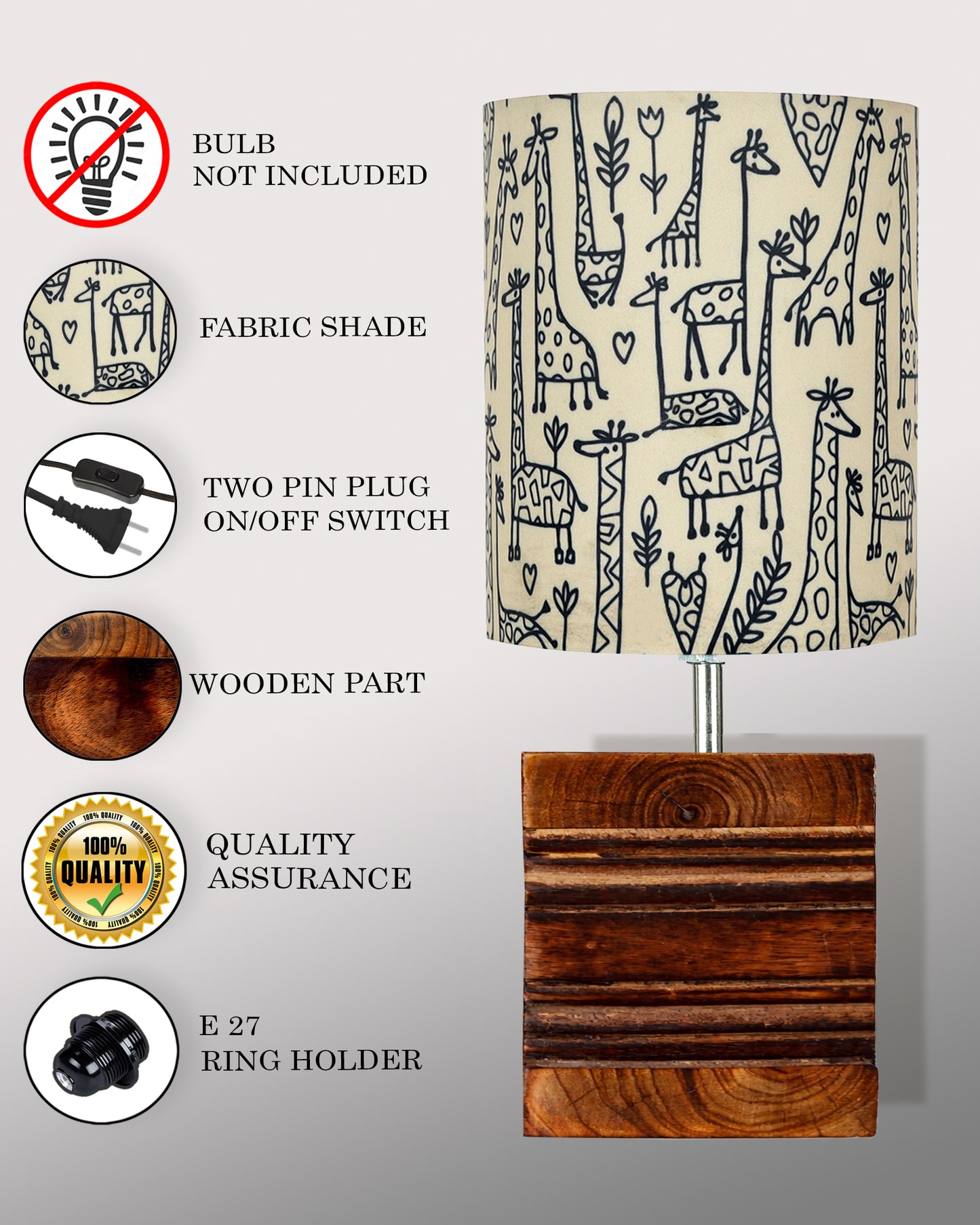 Modern Zen Wooden Lampshade Nightstand Lamps, Antique Base E27 Creative Reading Bedside Lamps Ideal for Bedroom, Cube, Bird Cylinder