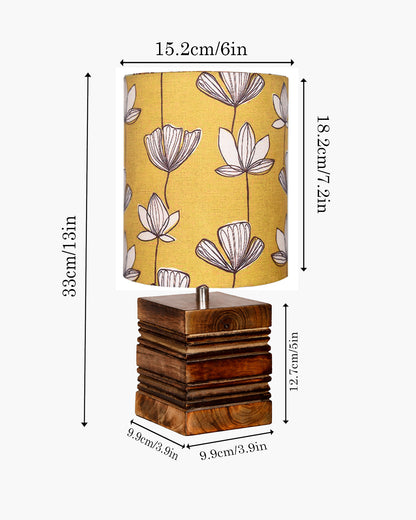 Modern Zen Wooden Lampshade Nightstand Lamps, Antique Base E27 Creative Reading Bedside Lamps Ideal for Bedroom, Cube, Bird Cylinder