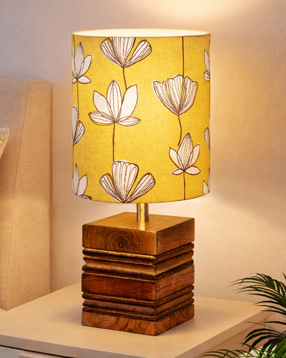 Modern Zen Wooden Lampshade Nightstand Lamps, Antique Base E27 Creative Reading Bedside Lamps Ideal for Bedroom, Cube, Bird Cylinder