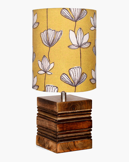 Modern Zen Wooden Lampshade Nightstand Lamps, Antique Base E27 Creative Reading Bedside Lamps Ideal for Bedroom, Cube, Bird Cylinder