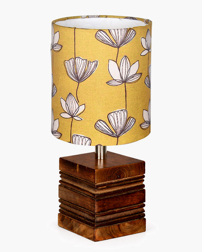 Modern Zen Wooden Lampshade Nightstand Lamps, Antique Base E27 Creative Reading Bedside Lamps Ideal for Bedroom, Cube, Bird Cylinder