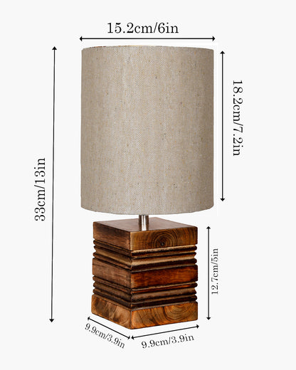 Modern Zen Wooden Lampshade Nightstand Lamps, Antique Base E27 Creative Reading Bedside Lamps Ideal for Bedroom, Cube, Bird Cylinder