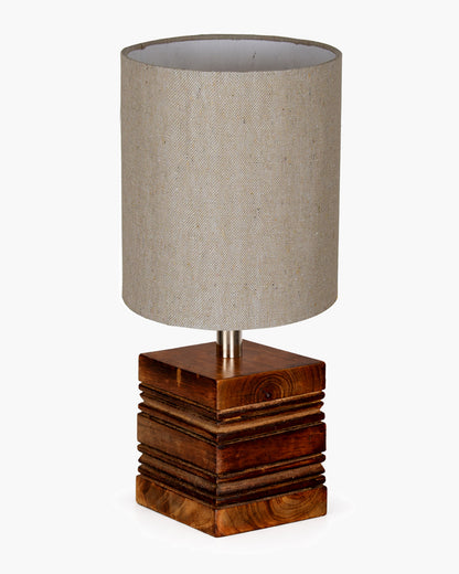 Modern Zen Wooden Lampshade Nightstand Lamps, Antique Base E27 Creative Reading Bedside Lamps Ideal for Bedroom, Cube, Bird Cylinder