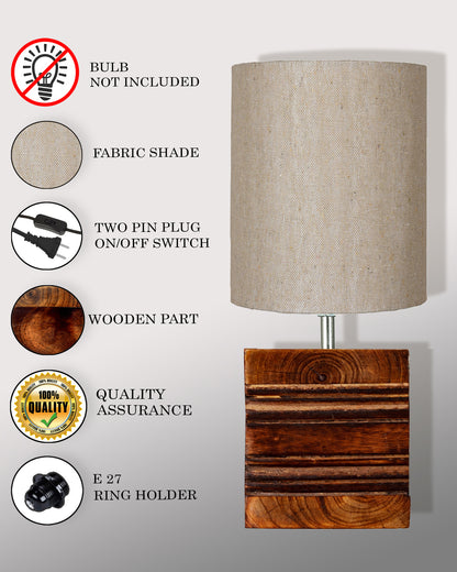 Modern Zen Wooden Lampshade Nightstand Lamps, Antique Base E27 Creative Reading Bedside Lamps Ideal for Bedroom, Cube, Bird Cylinder