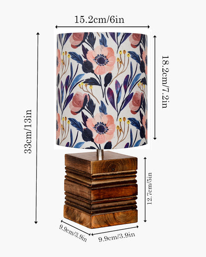Modern Zen Wooden Lampshade Nightstand Lamps, Antique Base E27 Creative Reading Bedside Lamps Ideal for Bedroom, Cube, Bird Cylinder