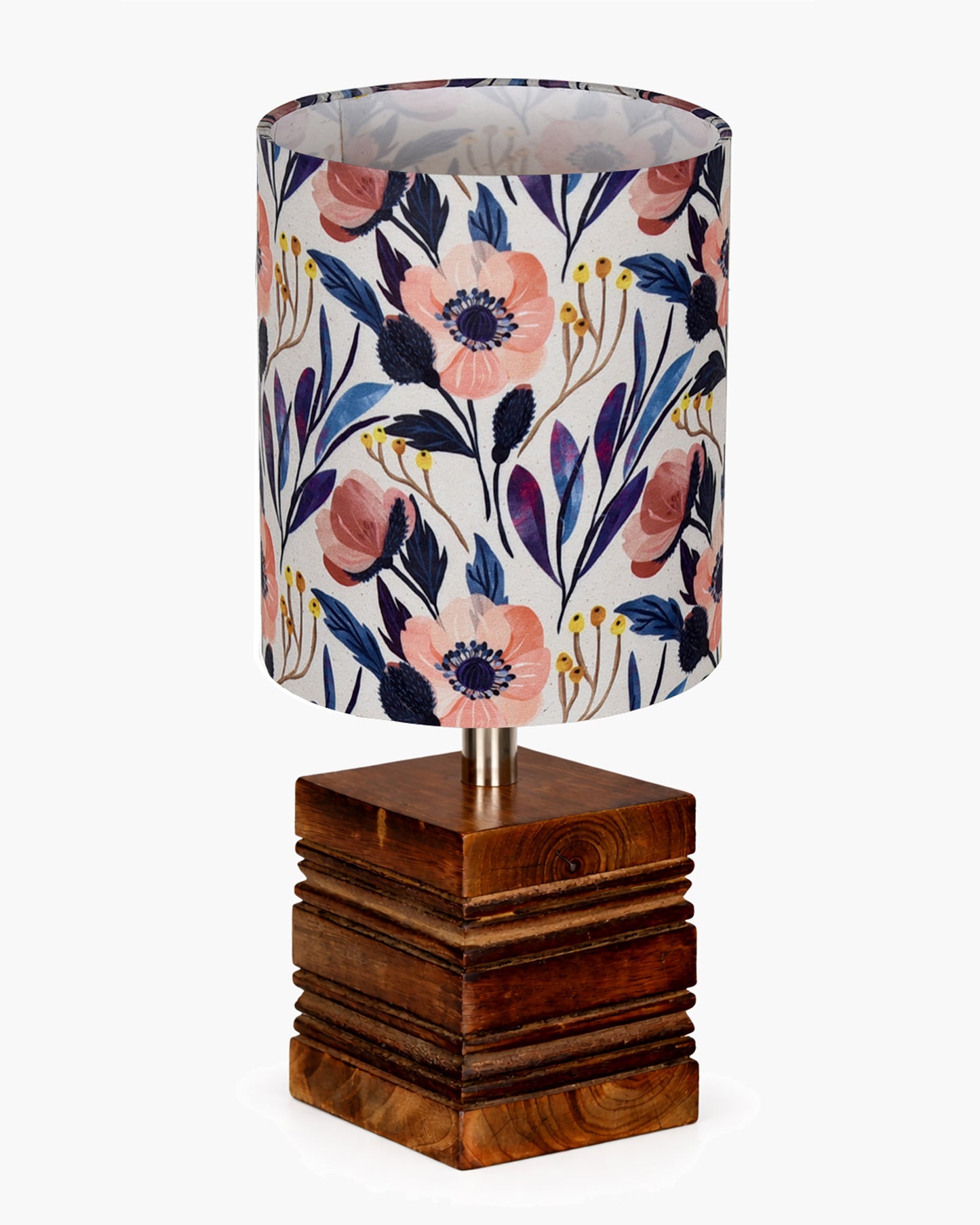 Modern Zen Wooden Lampshade Nightstand Lamps, Antique Base E27 Creative Reading Bedside Lamps Ideal for Bedroom, Cube, Bird Cylinder