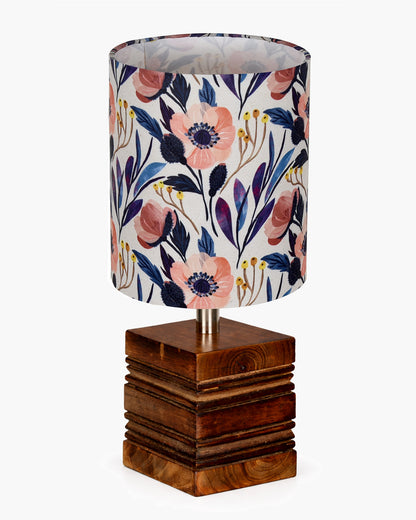 Modern Zen Wooden Lampshade Nightstand Lamps, Antique Base E27 Creative Reading Bedside Lamps Ideal for Bedroom, Cube, Bird Cylinder
