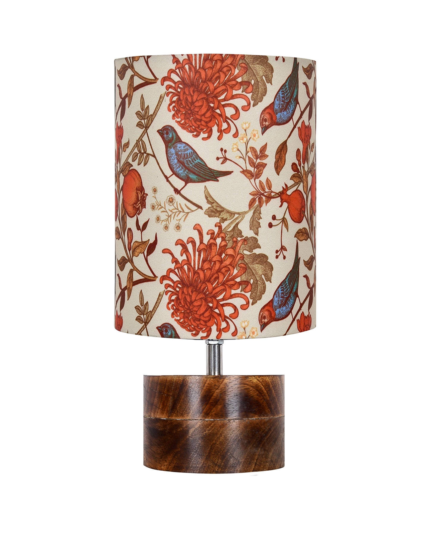 Modern Zen Wooden Lampshade Nightstand Lamps, Antique Base E27 Creative Reading Bedside Lamps Ideal for Bedroom, Rustic Cylinder, Bird Cylinder
