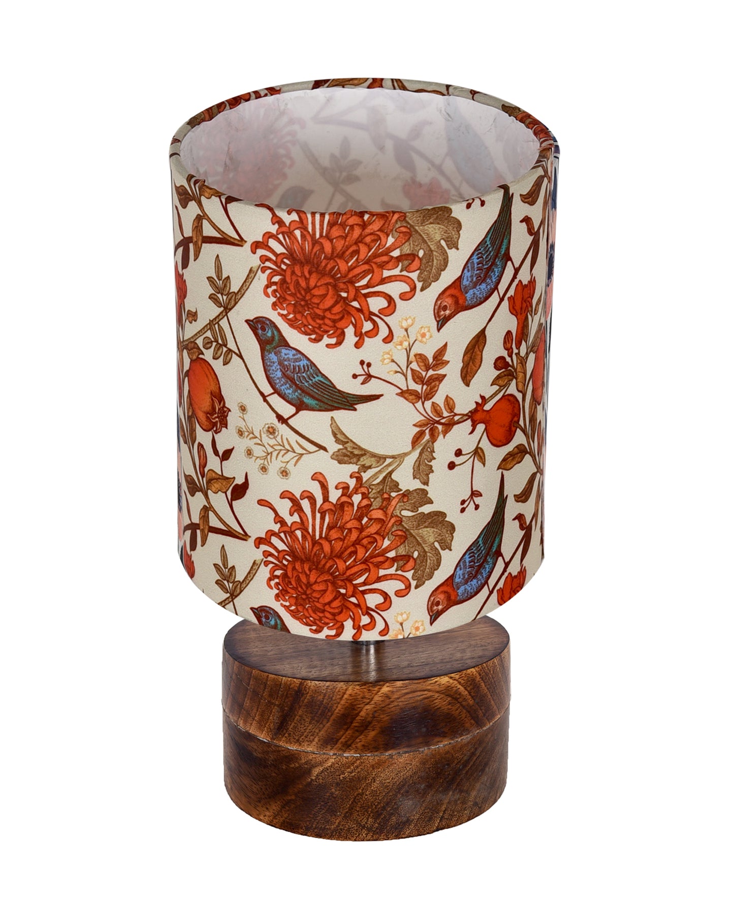 Modern Zen Wooden Lampshade Nightstand Lamps, Antique Base E27 Creative Reading Bedside Lamps Ideal for Bedroom, Rustic Cylinder, Bird Cylinder
