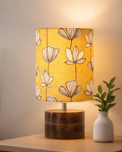 Modern Zen Wooden Lampshade Nightstand Lamps, Antique Base E27 Creative Reading Bedside Lamps Ideal for Bedroom, Rustic Cylinder, Bird Cylinder