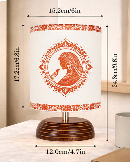 Modern Zen Wooden Lampshade Nightstand Lamps, Table Lamp for Home, Antique Base E27 Creative Reading Bedside Lamps Ideal for Bedroom, Pebble, Art of India Shade