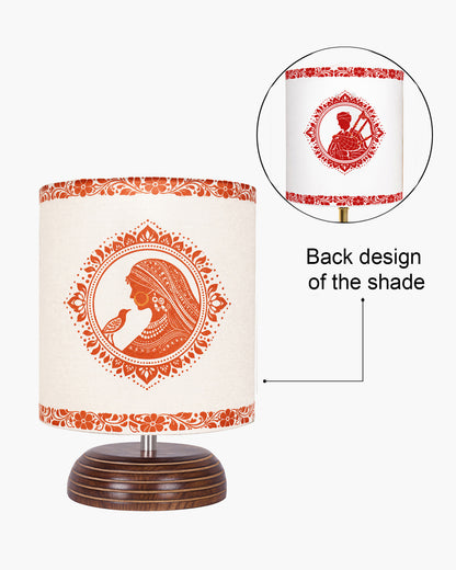 Modern Zen Wooden Lampshade Nightstand Lamps, Table Lamp for Home, Antique Base E27 Creative Reading Bedside Lamps Ideal for Bedroom, Pebble, Art of India Shade