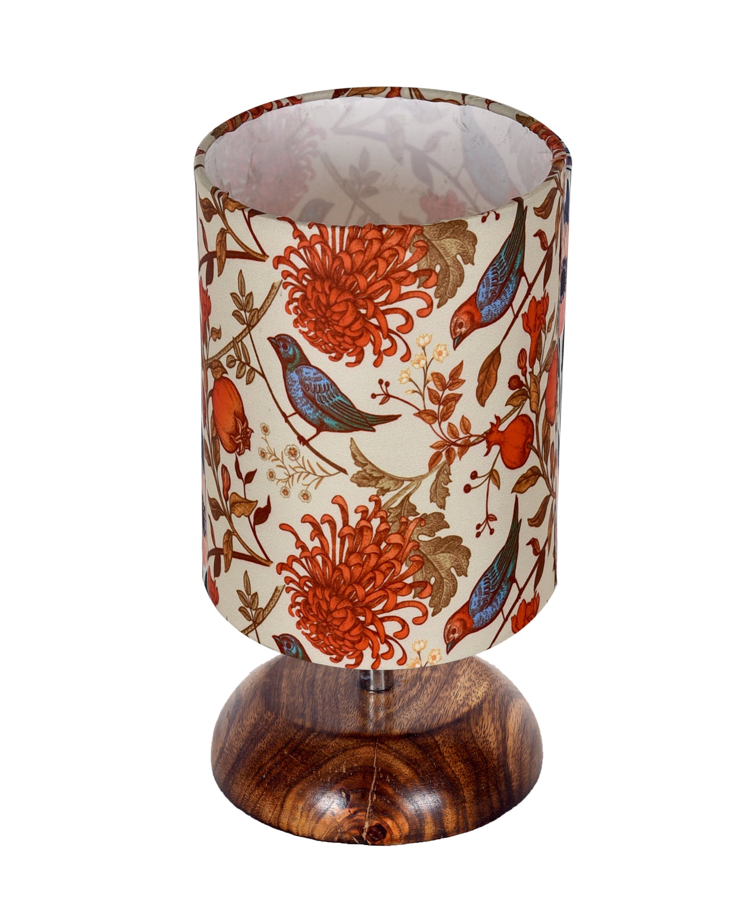 Modern Zen Wooden Lampshade Nightstand Lamps, Antique Base E27 Creative Reading Bedside Lamps Ideal for Bedroom, Pebble, Bird Cylinder