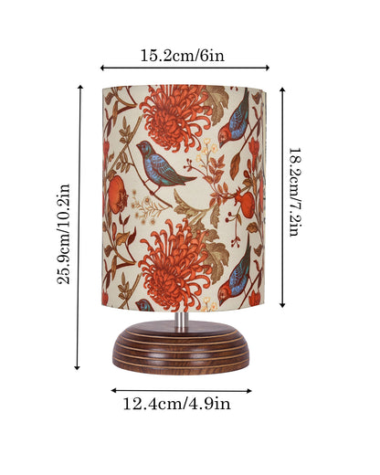 Modern Zen Wooden Lampshade Nightstand Lamps, Antique Base E27 Creative Reading Bedside Lamps Ideal for Bedroom, Pebble, Bird Cylinder