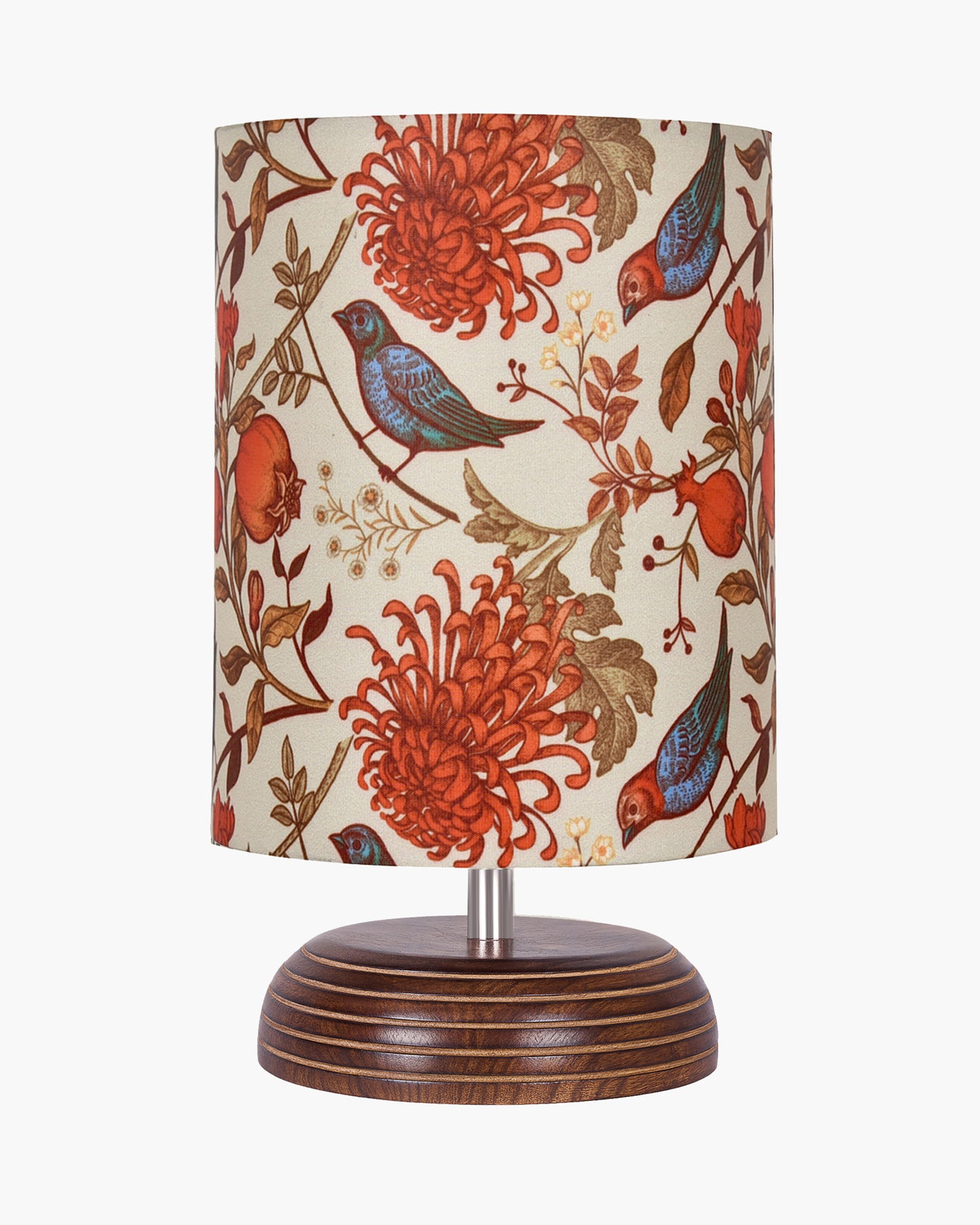 Modern Zen Wooden Lampshade Nightstand Lamps, Antique Base E27 Creative Reading Bedside Lamps Ideal for Bedroom, Pebble, Bird Cylinder