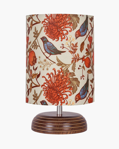 Modern Zen Wooden Lampshade Nightstand Lamps, Antique Base E27 Creative Reading Bedside Lamps Ideal for Bedroom, Pebble, Bird Cylinder