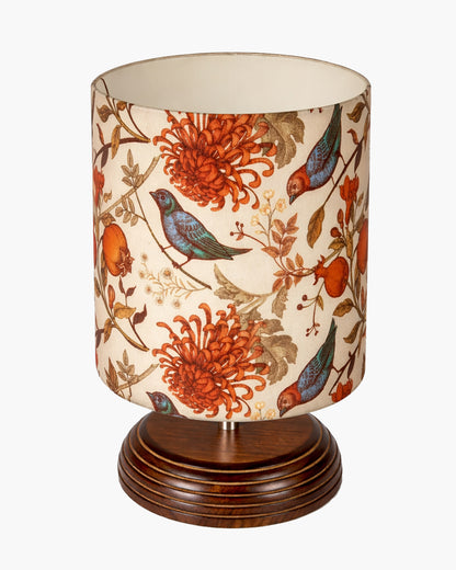 Modern Zen Wooden Lampshade Nightstand Lamps, Antique Base E27 Creative Reading Bedside Lamps Ideal for Bedroom, Pebble, Bird Cylinder