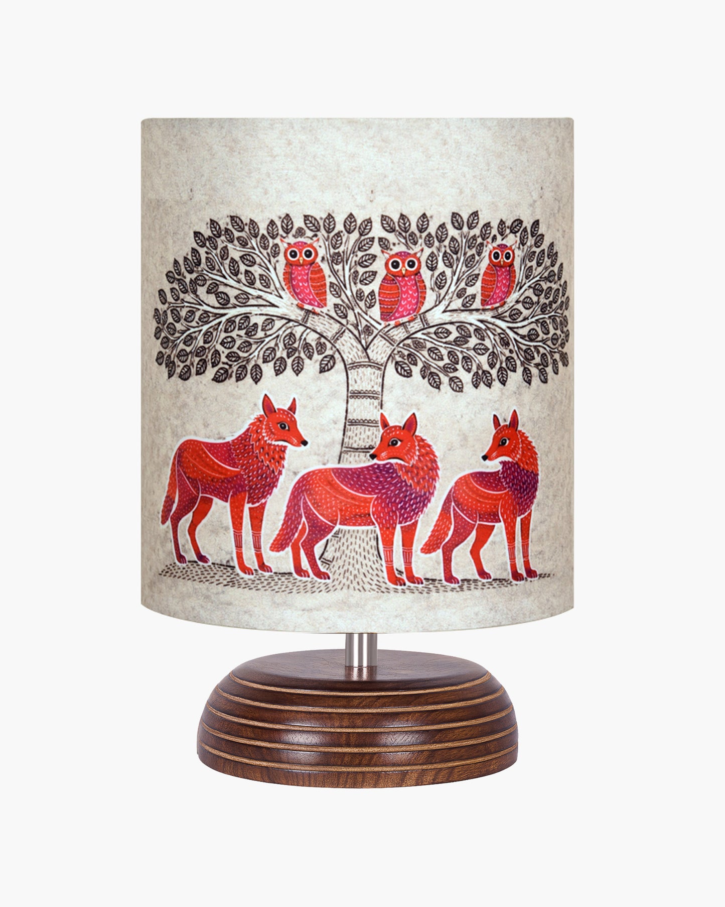 Modern Zen Wooden Lampshade Nightstand Lamps, Table Lamp for Home, Antique Base E27 Creative Reading Bedside Lamps Ideal for Bedroom, Pebble, Art of India Shade