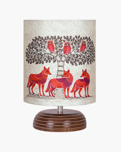 Modern Zen Wooden Lampshade Nightstand Lamps, Table Lamp for Home, Antique Base E27 Creative Reading Bedside Lamps Ideal for Bedroom, Pebble, Art of India Shade